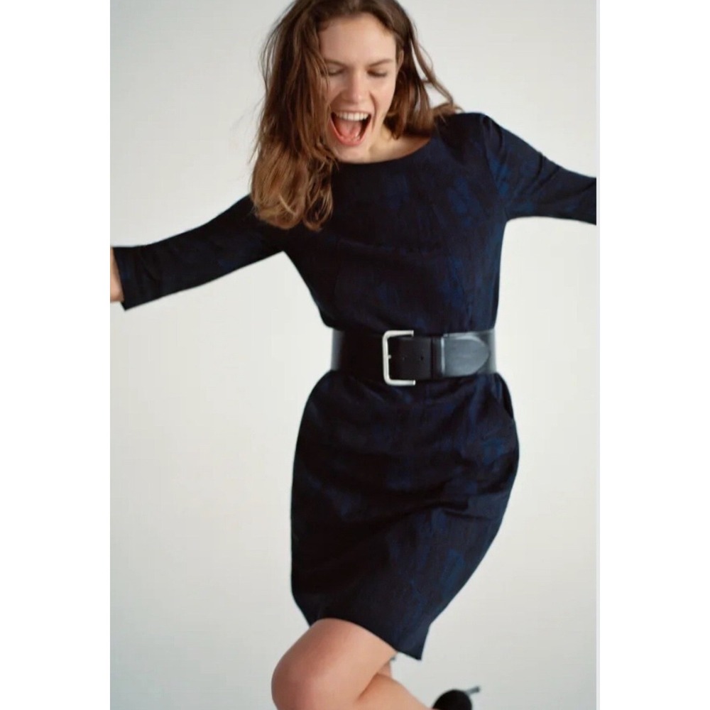 MM LaFleur New York Navy Blue Patterned Sheath Dress Size 0